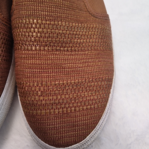 Ralph Lauren Women's 9.5B Brown Straw Sneaker Loafer Gold Logo Shoes Flats - Picture 5 of 10